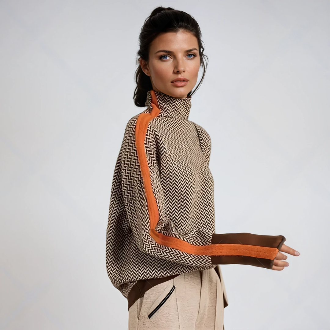 Prisca | Chic High-Neck Stripe Sweater