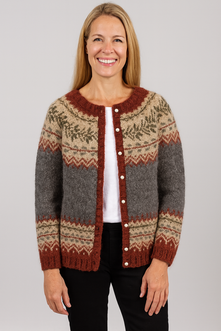 Atasha | Vintage Patterned Cozy Knit Cardigan