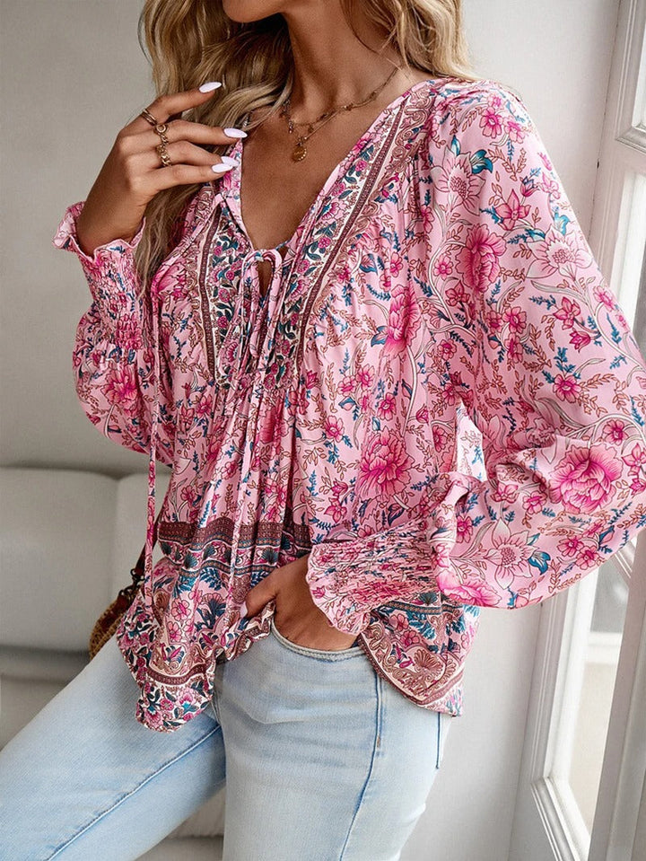 Stella | Boho Floral Ruffle Blouse