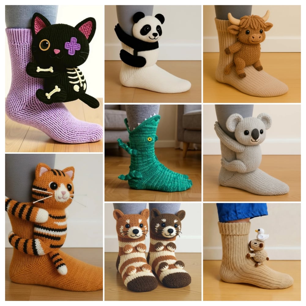 Aristea | Playful Animal-Knit Cozy Socks