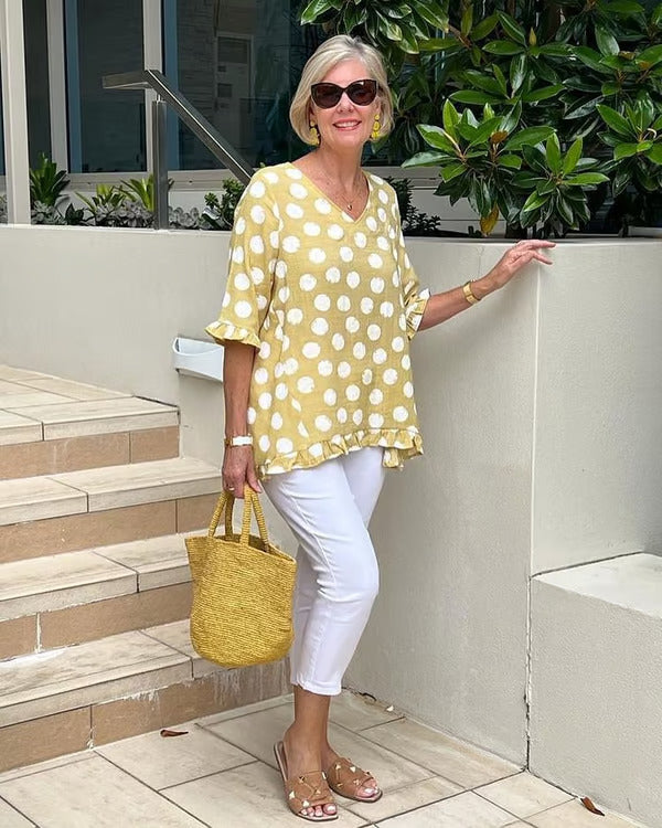 Bianca | Polka Dot V-Neck Blouse