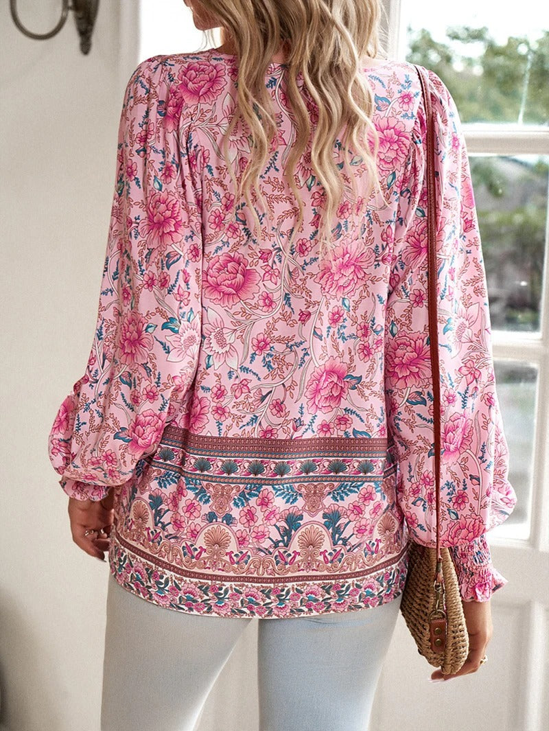 Stella | Boho Floral Ruffle Blouse