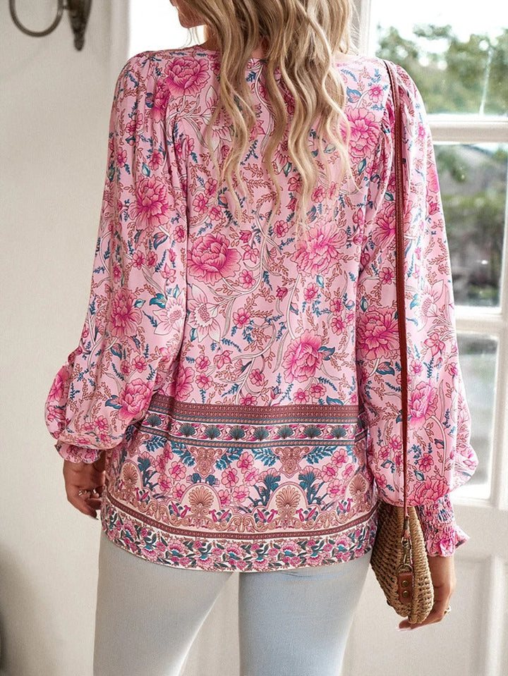 Stella | Boho Floral Ruffle Blouse