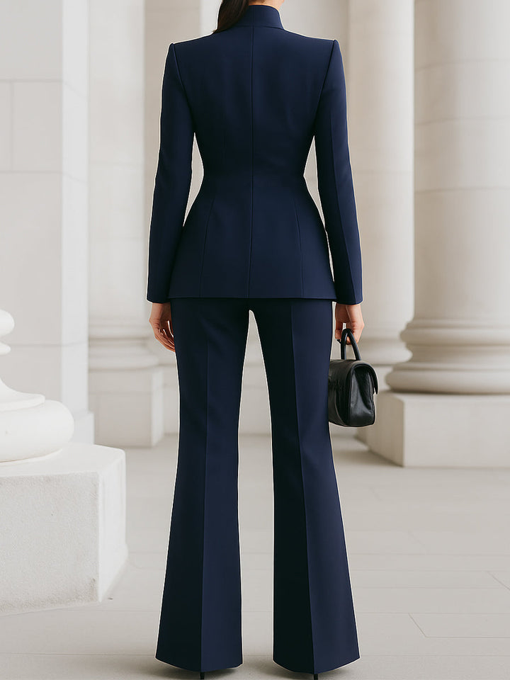 Flora |  Elegant Two-Piece Set with Structured Blazer and Wide-Leg Pants