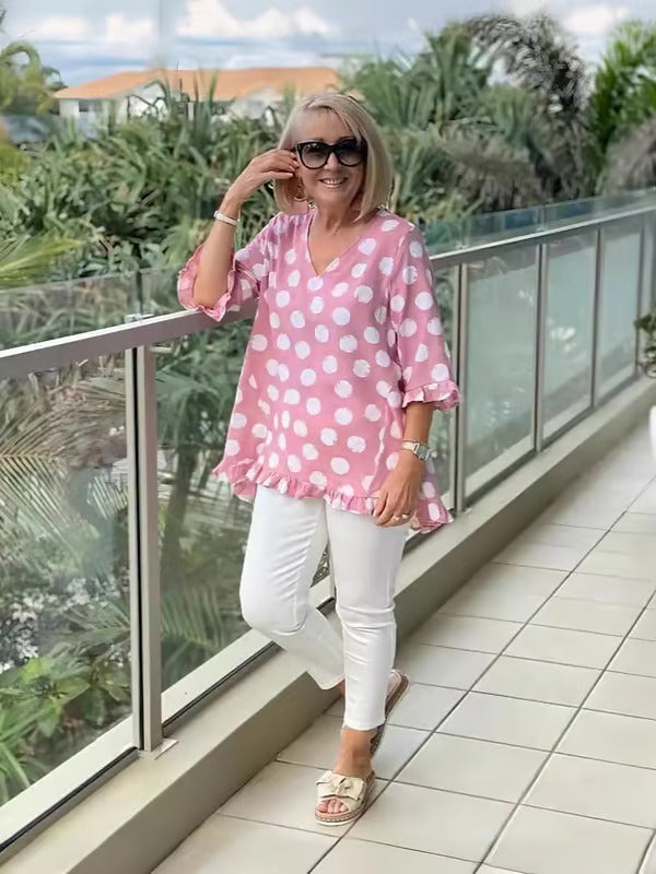 Bianca | Polka Dot V-Neck Blouse