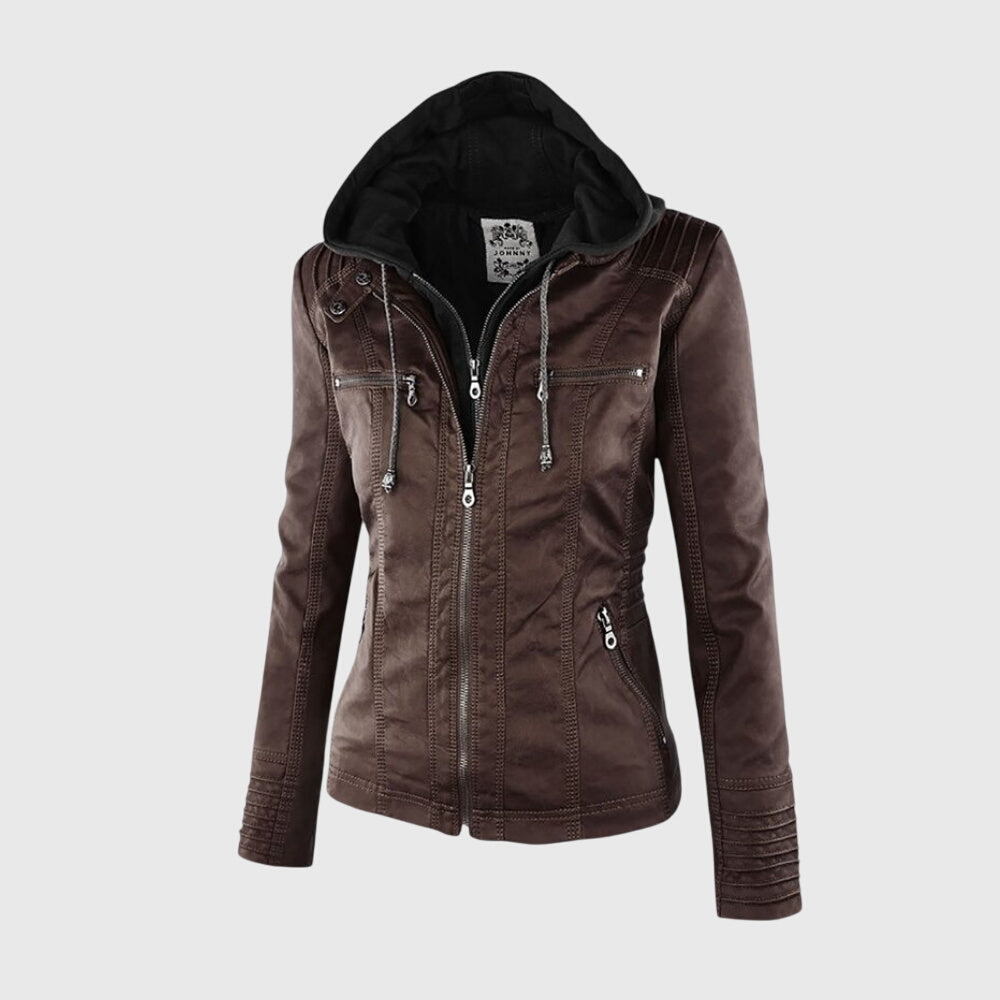 Karoline | Fitted Hooded Jacket with Zipper Details