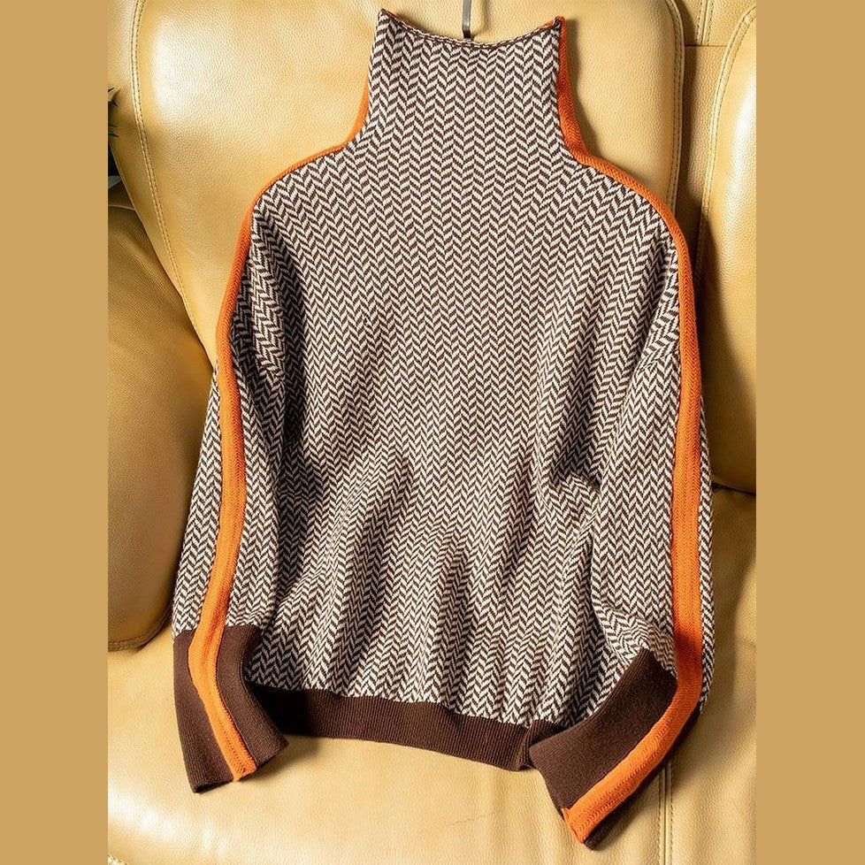 Prisca | Chic High-Neck Stripe Sweater