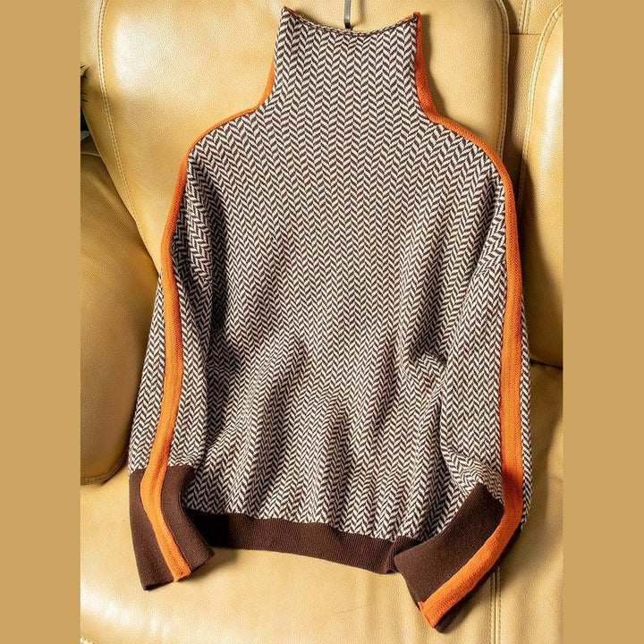 Prisca | Chic High-Neck Stripe Sweater