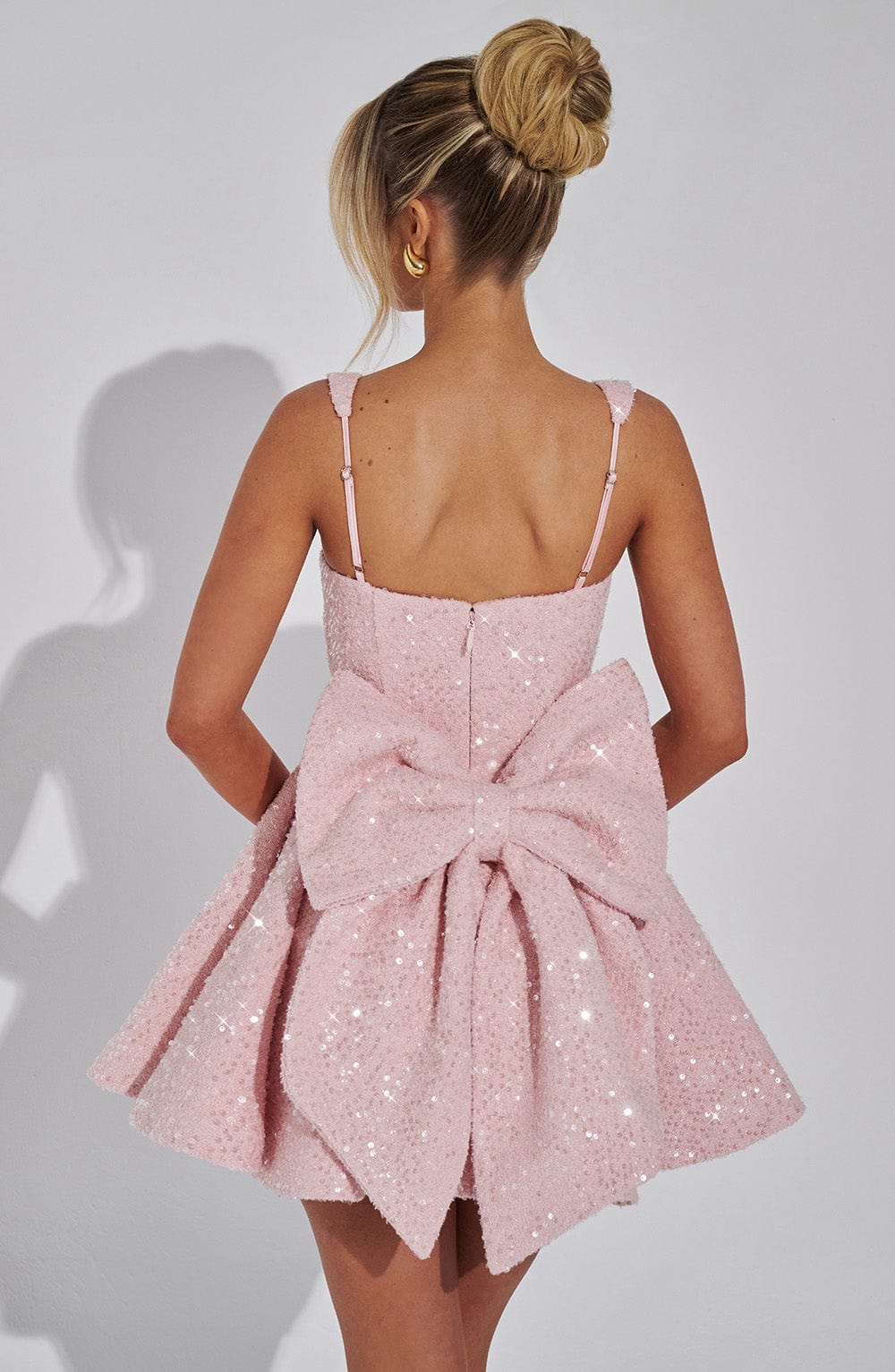 Miren | Elegant Sequin Tweed Mini Dress with Bow Detail