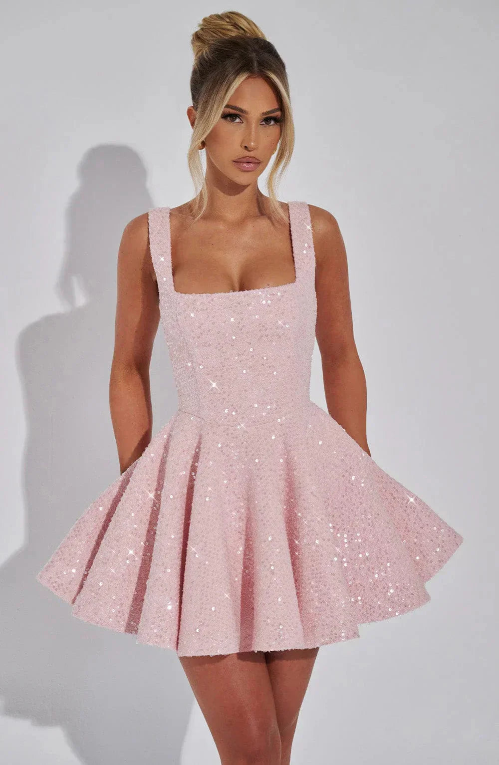 Miren | Elegant Sequin Tweed Mini Dress with Bow Detail