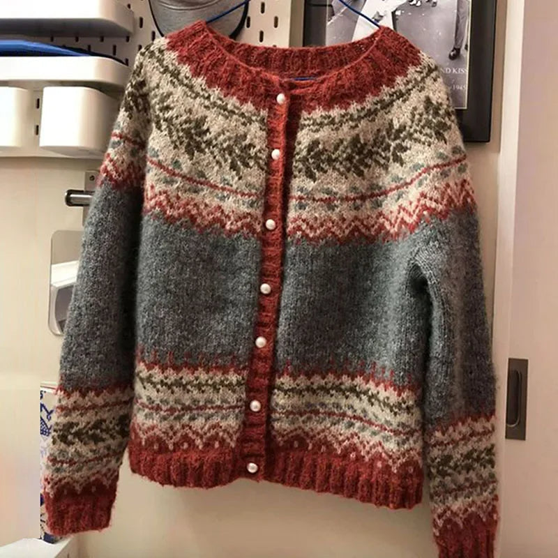 Atasha | Vintage Patterned Cozy Knit Cardigan