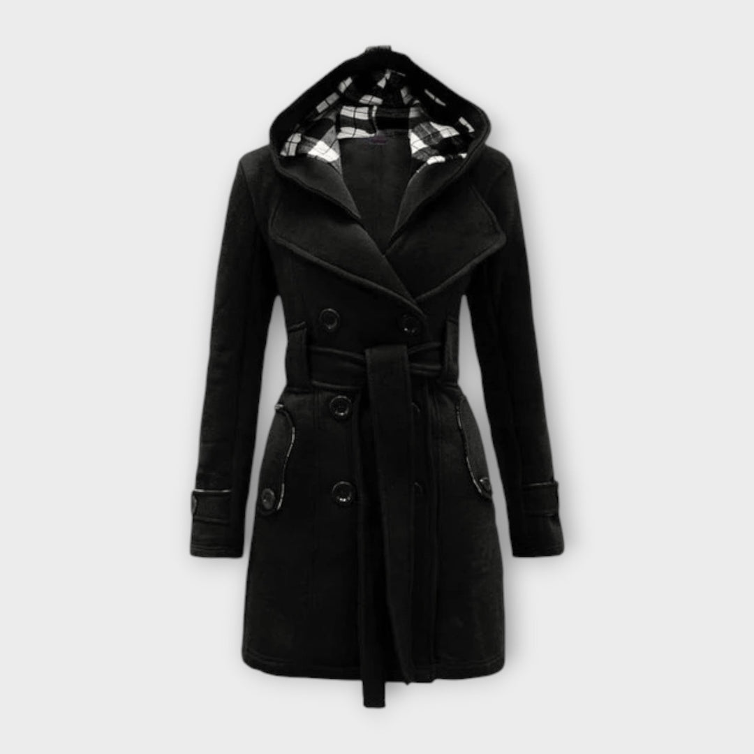 Evelyn | Elegant Double-Breasted Hooded Winter Coat