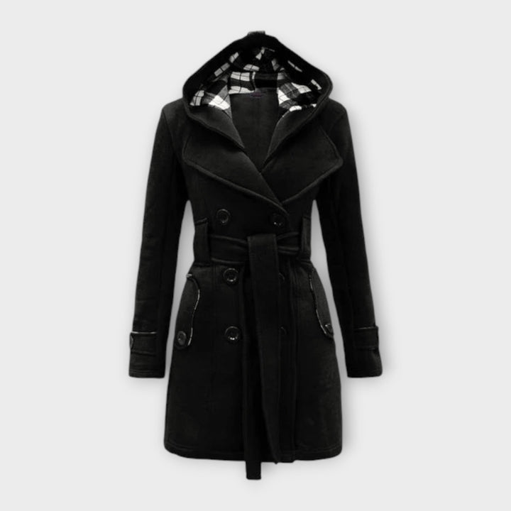 Evelyn | Elegant Double-Breasted Hooded Winter Coat