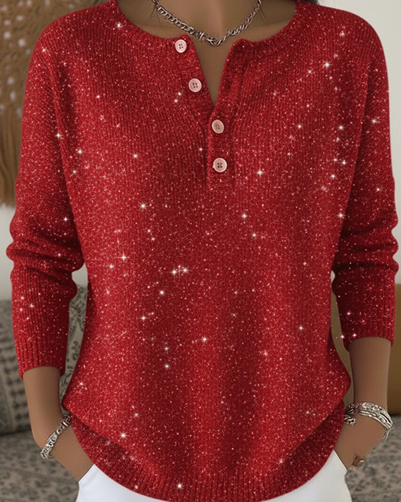 Tahlira | Sparkling Button-Front Knit Sweater