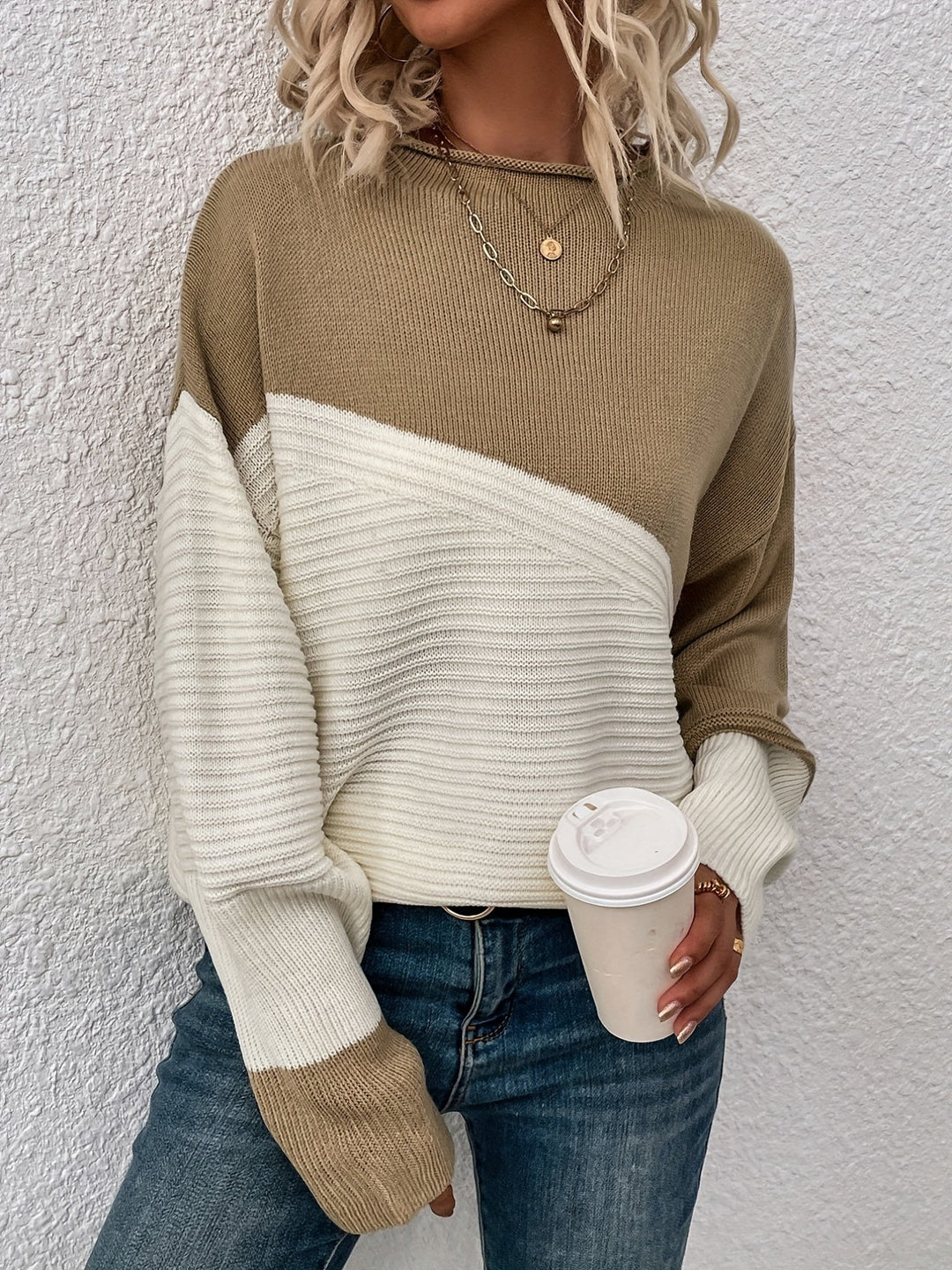 Zelda | Chic Drop Shoulder Color Block Sweater