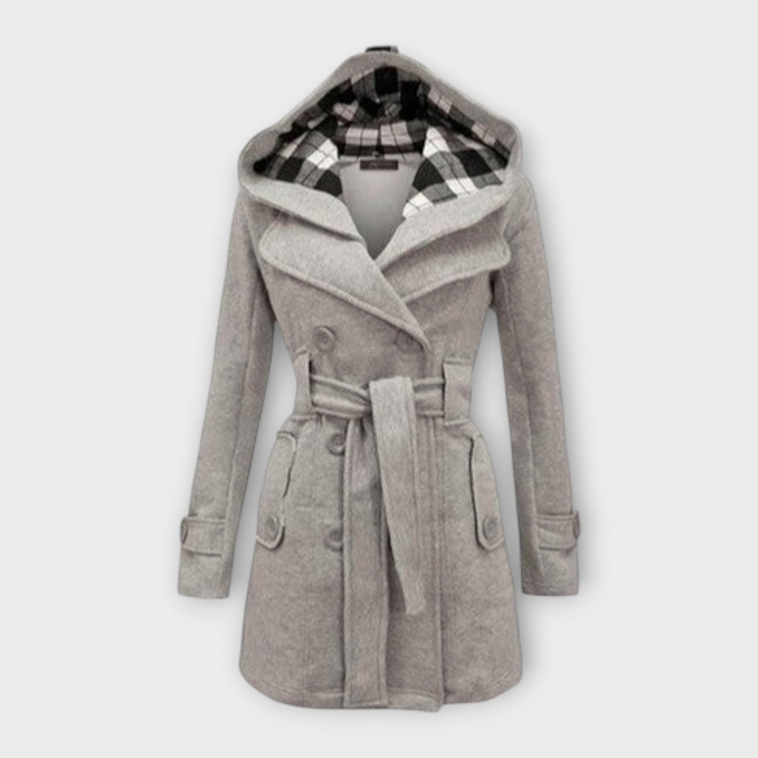 Evelyn | Elegant Double-Breasted Hooded Winter Coat
