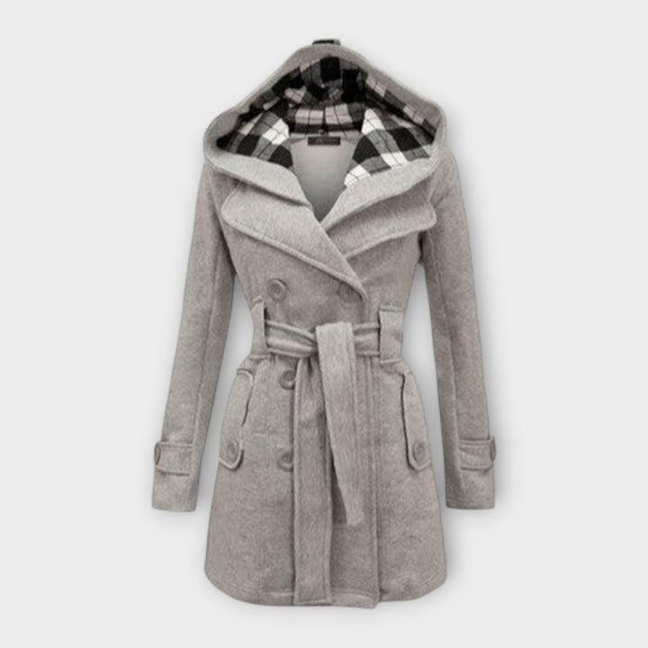Evelyn | Elegant Double-Breasted Hooded Winter Coat