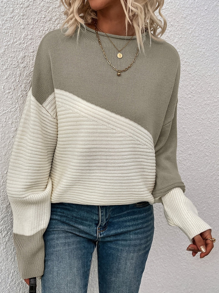 Zelda | Chic Drop Shoulder Color Block Sweater