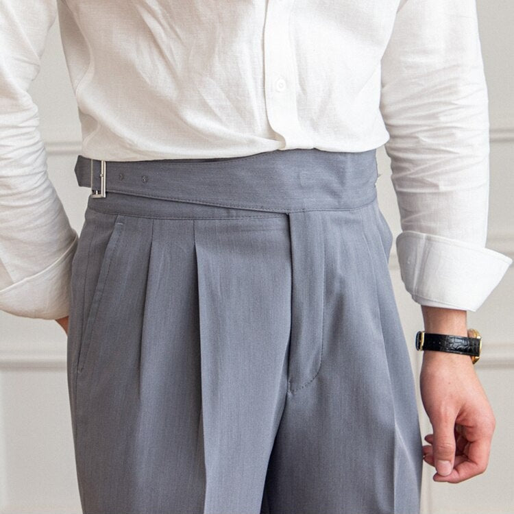 Caleb | Elegant High-Waisted Pleated Pants