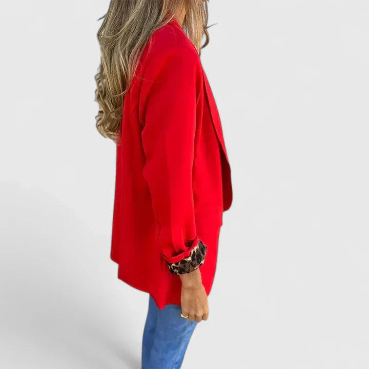 Xavia | Elegant Tailored Blazer with Leopard Print Lining