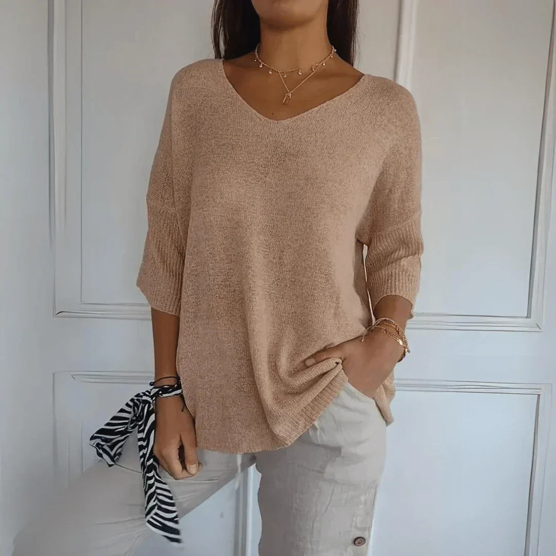 Nancy | Solid Color V-Neck Top