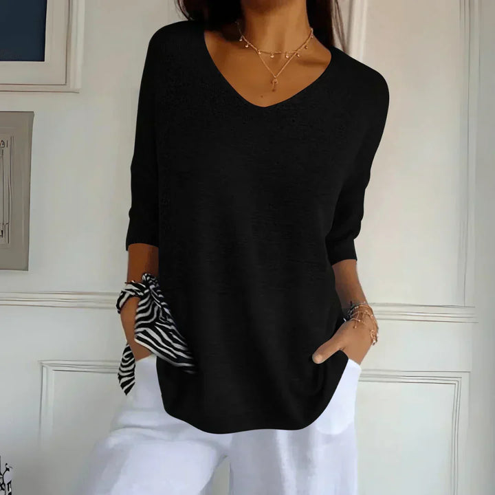 Nancy | Solid Color V-Neck Top
