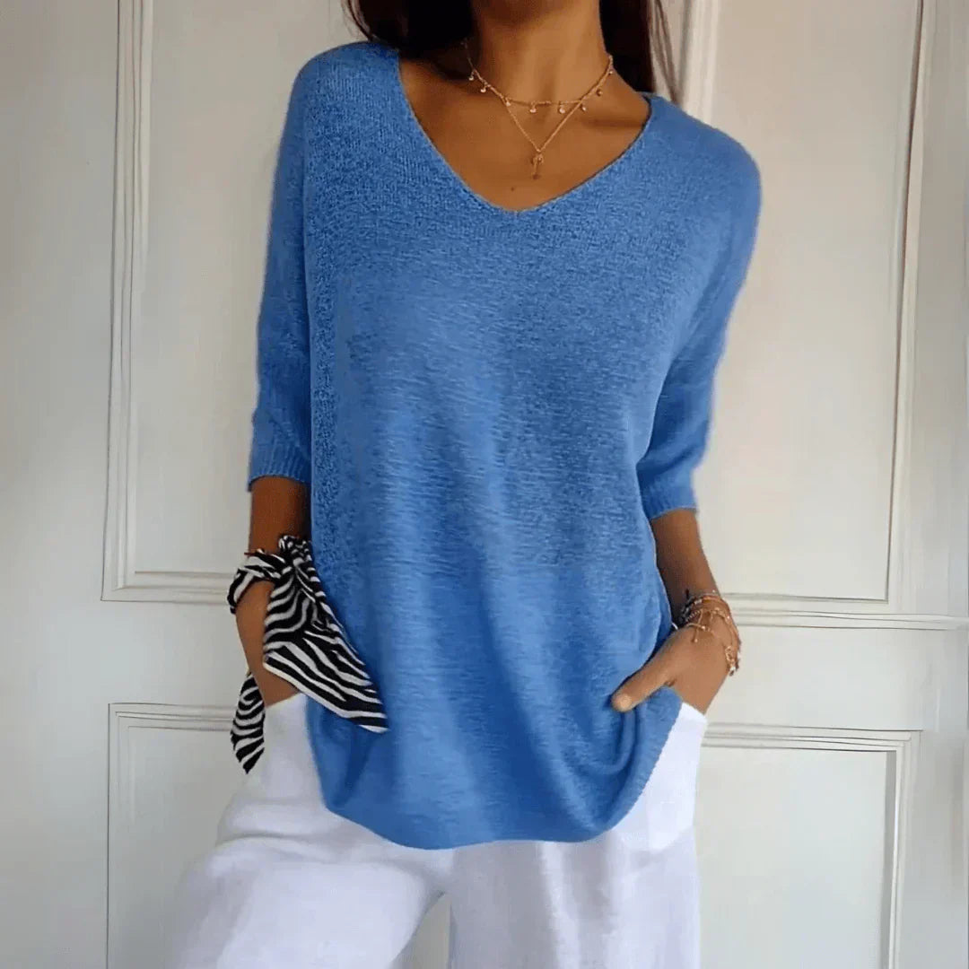 Nancy | Solid Color V-Neck Top