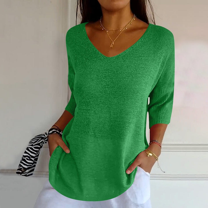 Nancy | Solid Color V-Neck Top
