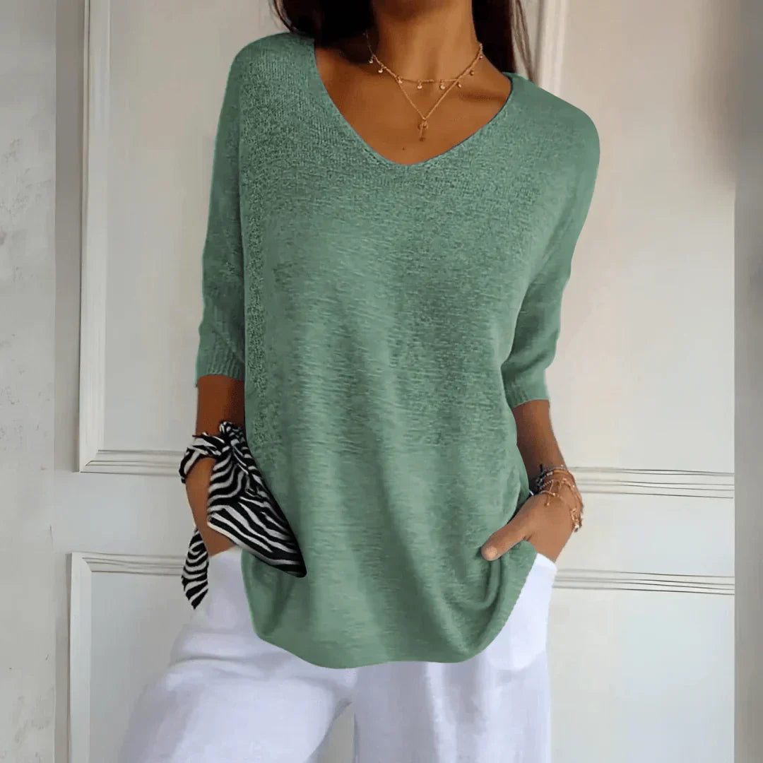 Nancy | Solid Color V-Neck Top