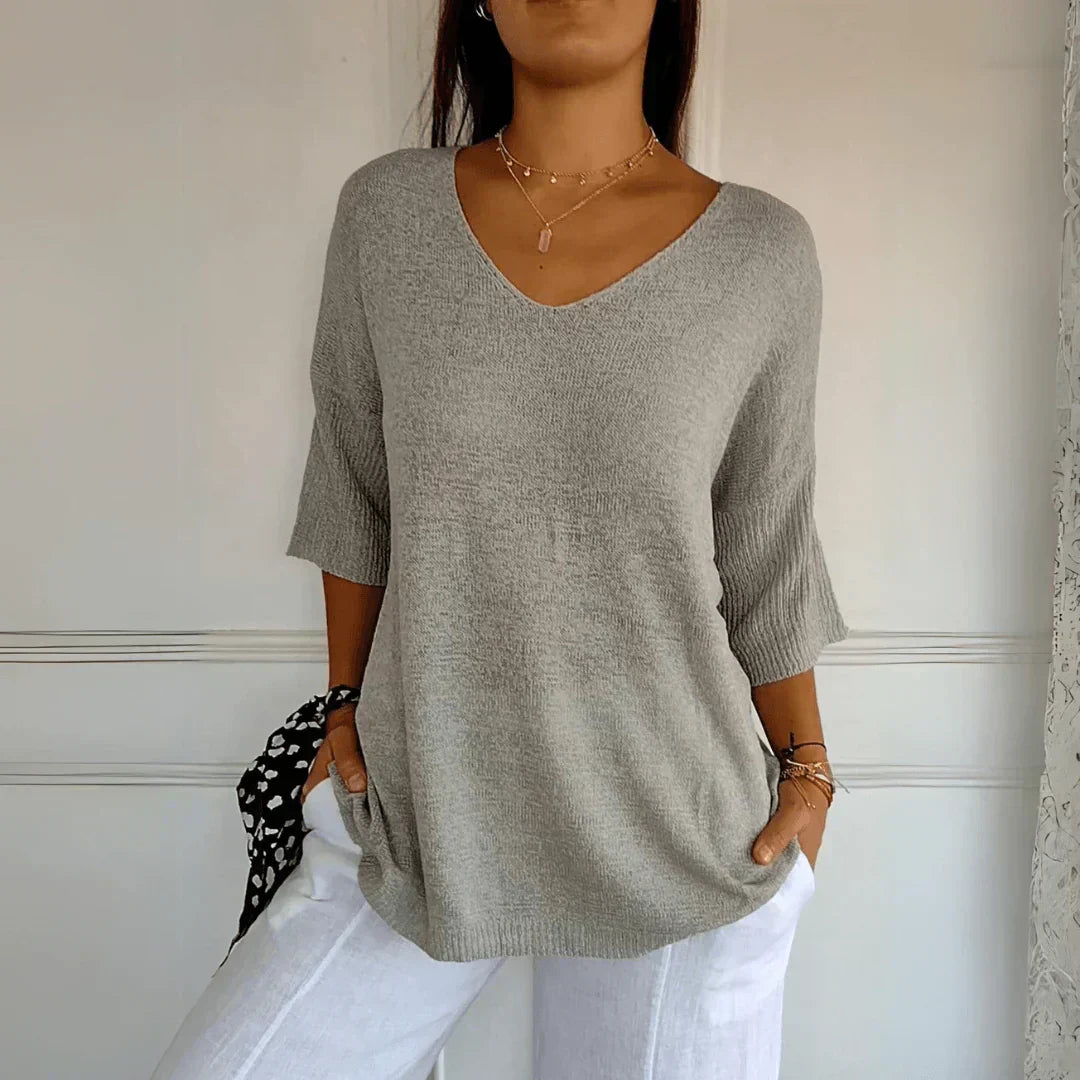 Nancy | Solid Color V-Neck Top