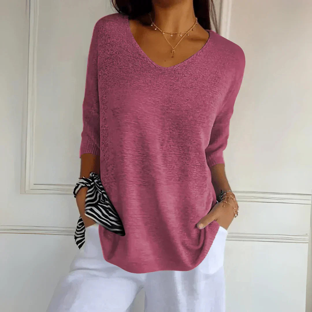 Nancy | Solid Color V-Neck Top