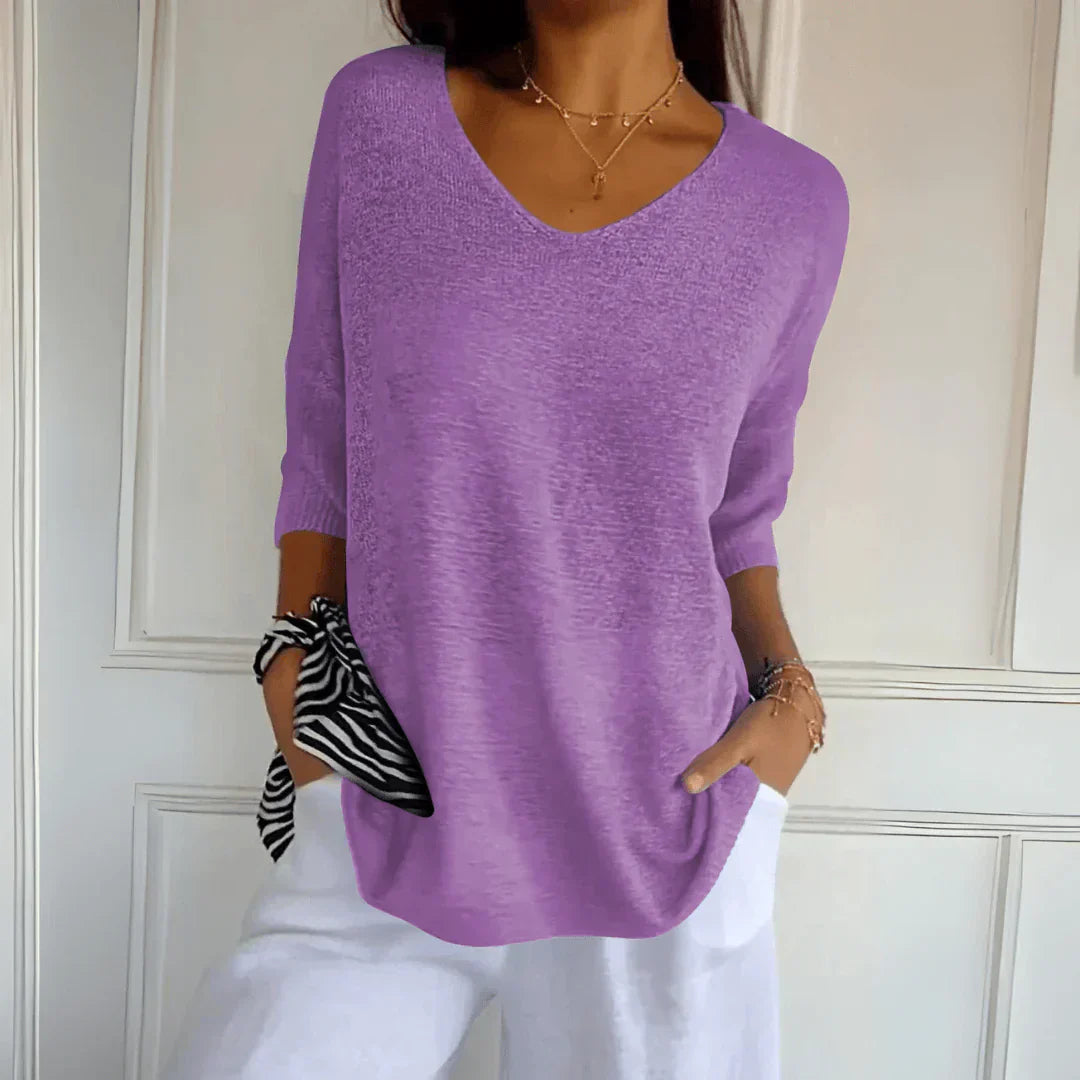 Nancy | Solid Color V-Neck Top