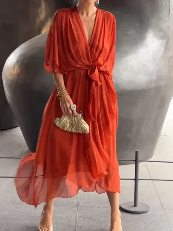 Ramila | Elegant Flowy V-Neck Dress