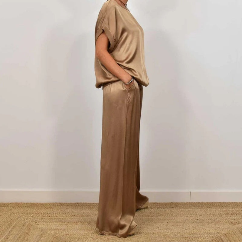 Marla | Modern Co-Ord Set with Flowy Top and Wide-Leg Pants