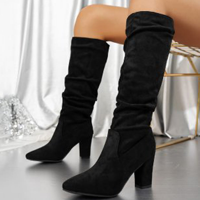 Hailey | Elegant Knee-Length Block Heel Boots