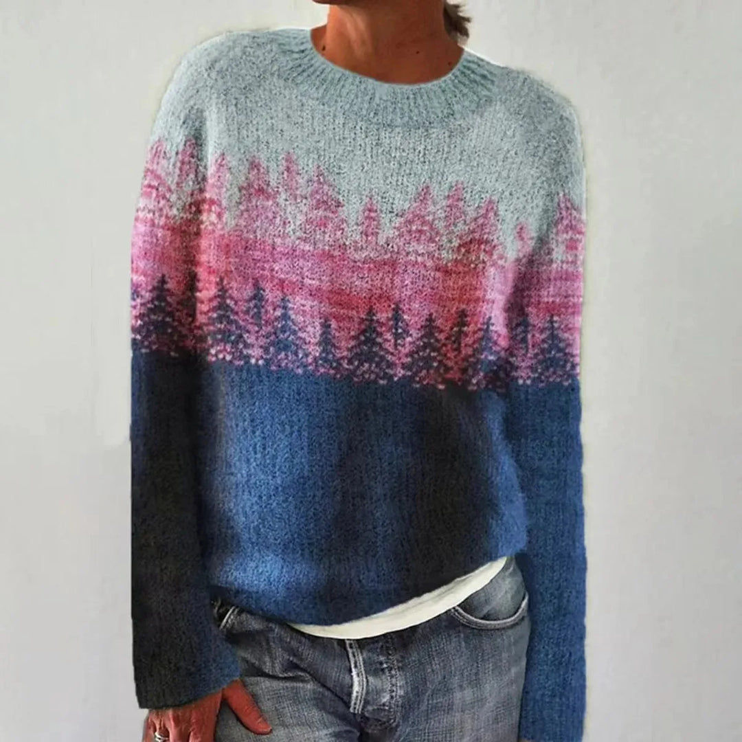 Silvia | Retro Striped Knit Sweater with Colorful Pattern