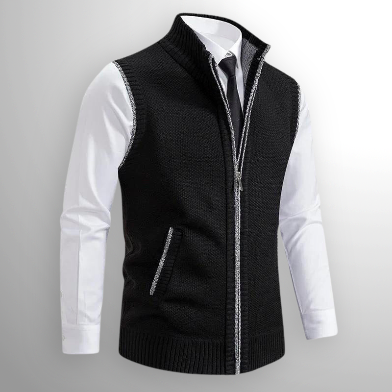 Harrison | Refined Full Zip Vest with Structured Collar