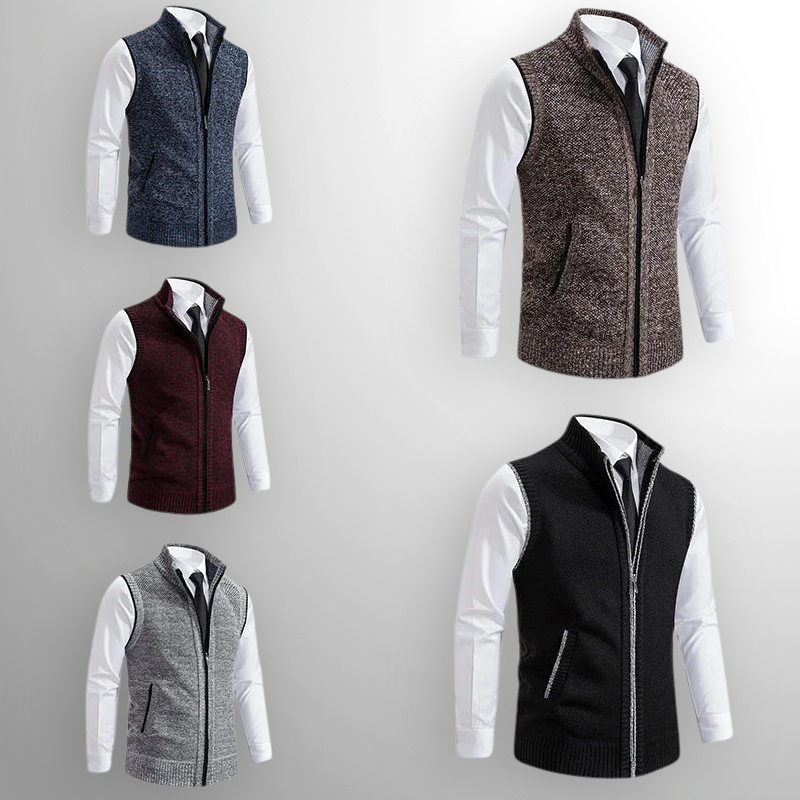 Harrison | Refined Full Zip Vest with Structured Collar